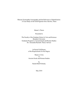 Minoan Zoomorphic Iconography and the Relevance of Identification: a Case Study on the Gold Figurine from Akrotiri, Thera