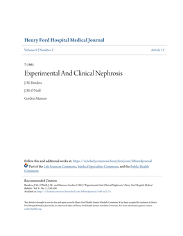 Experimental and Clinical Nephrosis J