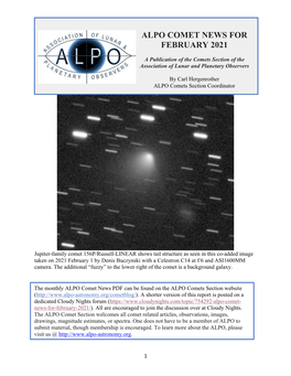 Alpo Comet News for February 2021