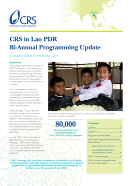 CRS in Lao PDR Bi-Annual Programming Update