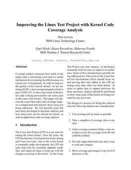 Improving the Linux Test Project with Kernel Code Coverage Analysis