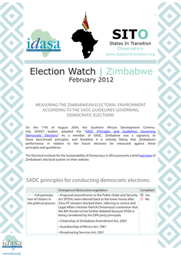 Election Watch | Zimbabwe February 2012