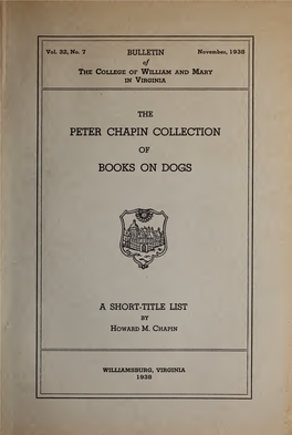 The Peter Chapin Collection of Books on Dogs