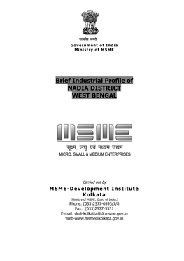 Brief Industrial Profile of NADIA DISTRICT WEST BENGAL
