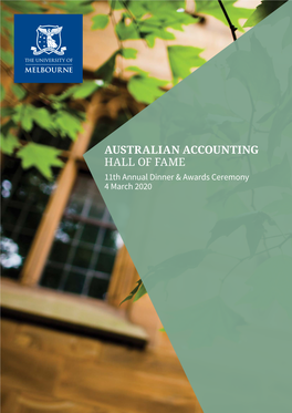 AUSTRALIAN ACCOUNTING HALL of FAME 11Th Annual Dinner & Awards Ceremony 4 March 2020