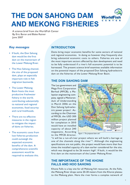 THE DON SAHONG DAM and MEKONG FISHERIES a Science Brief from the Worldfish Center by Eric Baran and Blake Ratner June 2007