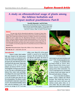 A Study on Ethnomedicinal Usage of Plants Among the Folklore