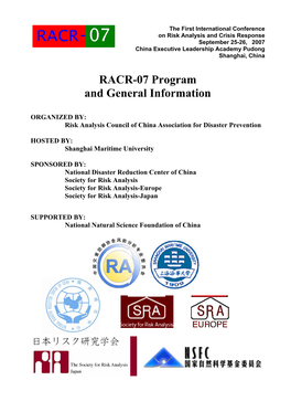 RACR-07 September 25-26, 2007 China Executive Leadership Academy Pudong Shanghai, China