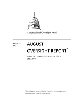 August Oversight Report Report