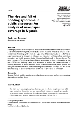 The Rise and Fall of Nodding Syndrome in Public Discourse: an Analysis Of