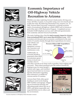 Economic Importance of Off-Highway Vehicle Recreation to Arizona