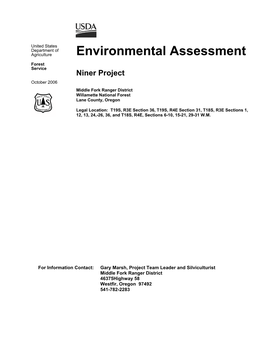 Environmental Assessment Forest Service Niner Project