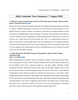 Daily Economic News Summary: 7 August 2018