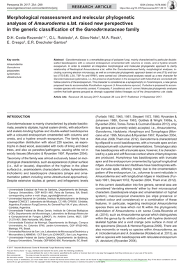 Morphological Reassessment and Molecular Phylogenetic Analyses of Amauroderma S.Lat