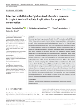 Infection with Batrachochytrium Dendrobatidis Is Common in Tropical Lowland Habitats: Implications for Amphibian Conservation