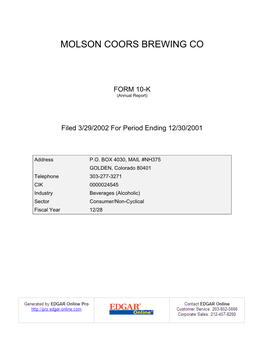 Molson Coors Brewing Co