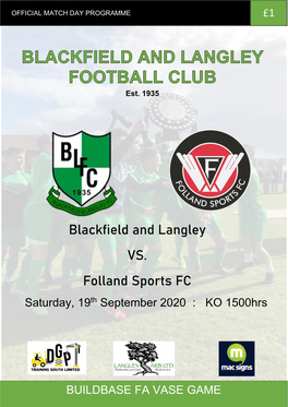 Blackfield and Langley VS. Folland Sports FC