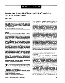 Respective Roles of H-Atpase and H-K-Atpase in Ion Transport in the Kidney1