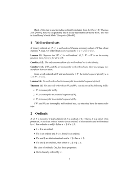 1 Well-Ordered Sets 2 Ordinals