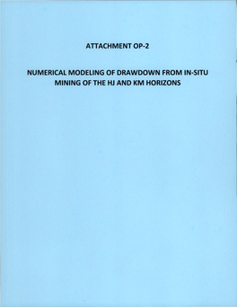 NUMERICAL MODELING of DRAWDOWN from IN-SITU MINING of the HJ and KM HORIZONS P11/R11/11K