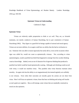 Epistemic Virtues in Understanding