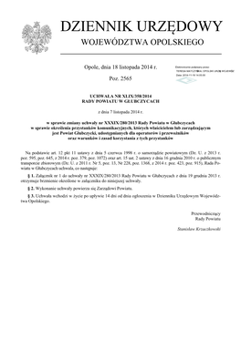 Uchwała Nr XLIX/358/2014 Z Dnia 7 Listopada 2014 R