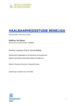 Haalbaarheidsstudie Beneliga