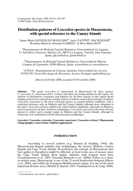 Distribution Patterns of Leucodon Species in Macaronesia, with Special Reference to the Canary Islands