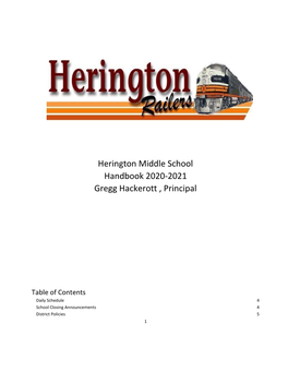 Herington Middle School Handbook 2020-2021 Gregg Hackerott , Principal