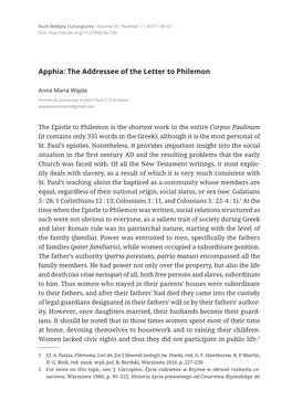 Apfia – Adresatka Listu Do Filemona