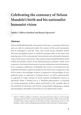 Celebrating the Centenary of Nelson Mandela's Birth and His Nationalist