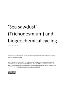 'Sea Sawdust' (Trichodesmium) and Biogeochemical Cycling