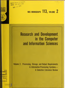 Research and Development in the Computer and Information Sciences