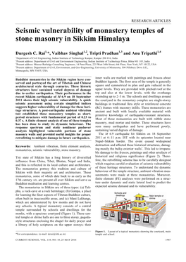 Seismic Vulnerability of Monastery Temples of Stone Masonry in Sikkim Himalaya