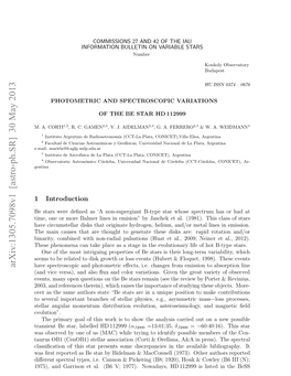 Photometric and Spectroscopic Variations of the Be Star HD 112999