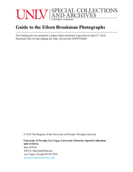 Guide to the Eileen Brookman Photographs