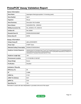 Primepcr™Assay Validation Report