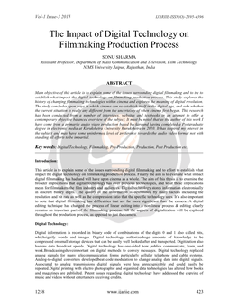 The Impact of Digital Technology on Filmmaking Production Process