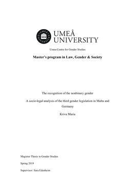 Master's Program in Law, Gender & Society