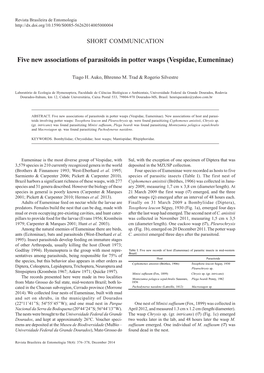 Five New Associations of Parasitoids in Potter Wasps (Vespidae, Eumeninae)