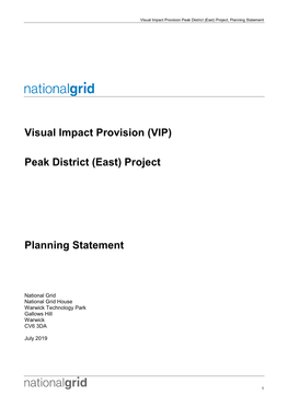 (VIP) Peak District (East) Project Planning Statement