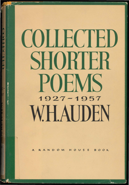 HOUSE BOOK. WH.Auden Collected I Cjhorter Poems 1927-1957