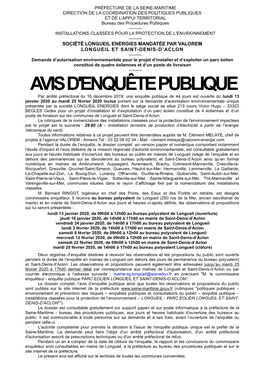 Avis D'enquête Publique