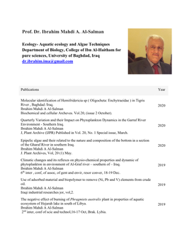 Prof. Dr. Ibrahim Mahdi A. Al-Salman