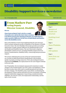 Disability Support Services E-Newsletter