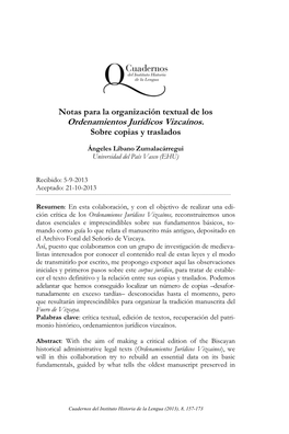 Ordenamientos Jurídicos Vizcaínos. Sobre Copias Y Traslados