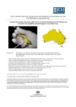 Caused by the Amphibian Chytrid Fungus) in Australian Frogs