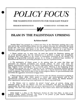 Policyfocus the Washington Institute for Near East Policy