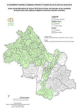 Classement Nuisible Corbeau Freux Et Fouine Du 01-07-2015 Au 30-06-2018