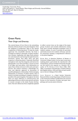 Green Plants: Their Origin and Diversity: Second Edition Peter R